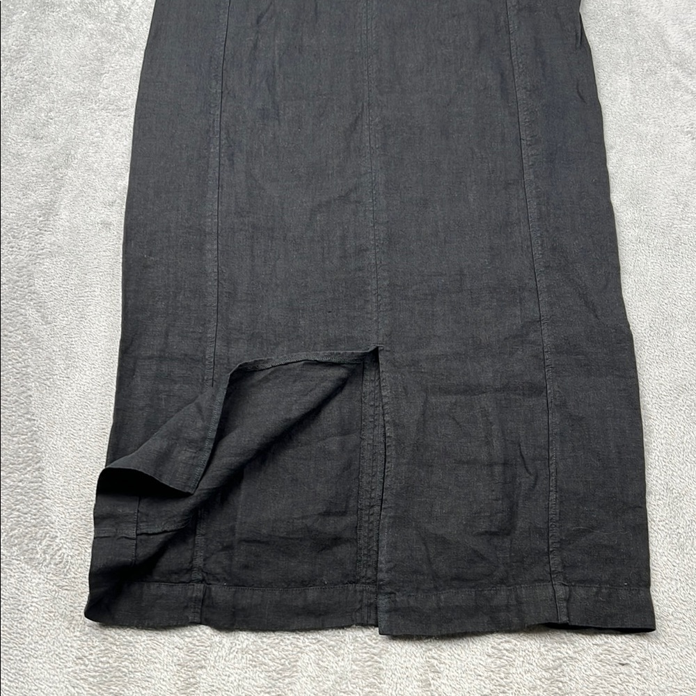 NEW MATE The Label M‎ 100% Organic Linen Black Tank Center Seam Dress - Picture 2 of 12